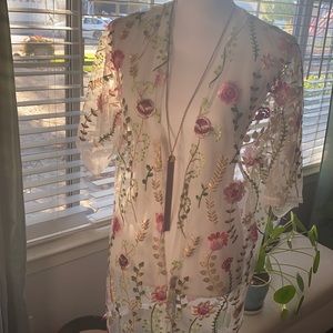 NWOT. Beautiful Floral Sheer Jacket
